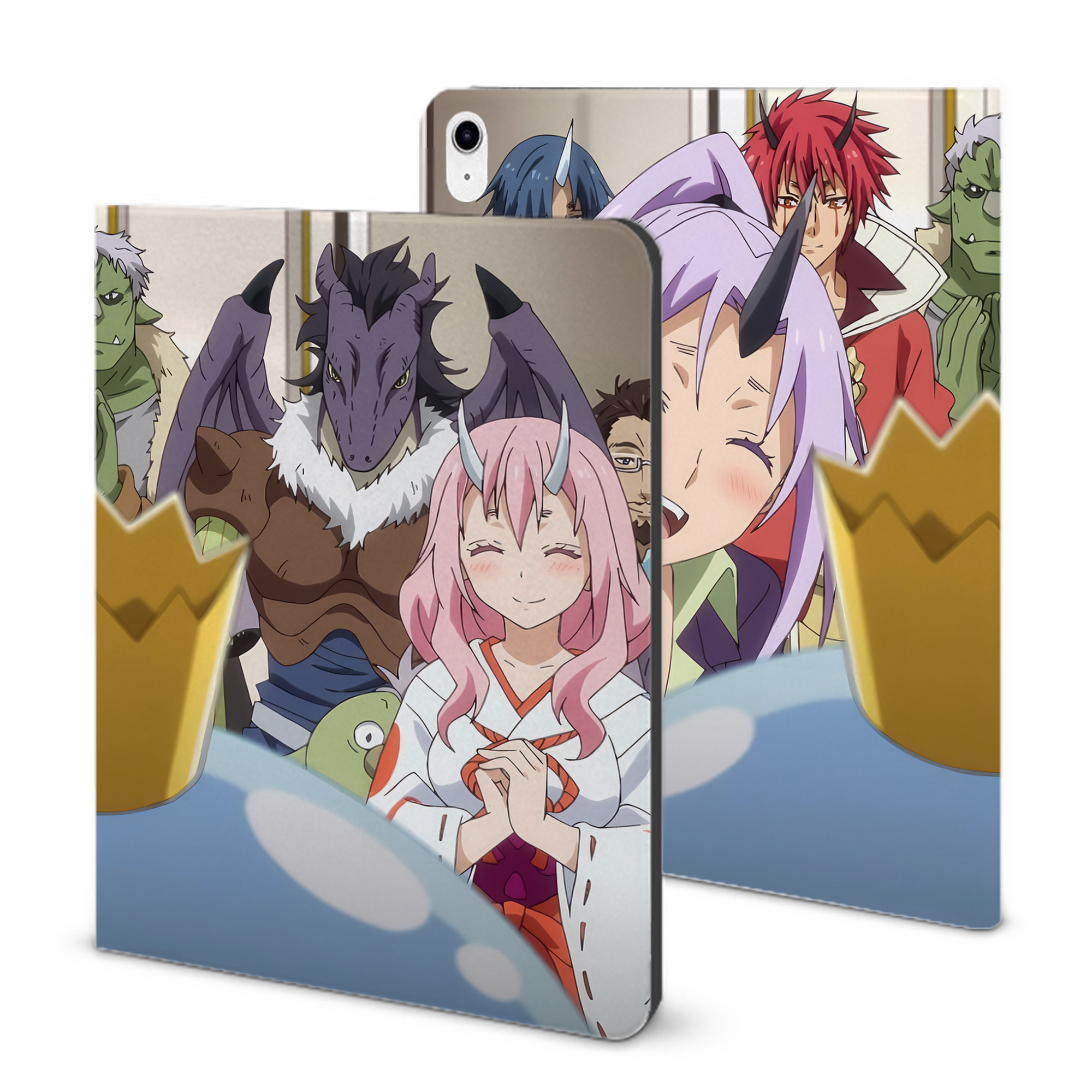 （画像用） 転スラ Regarding Reincarnated to Slime IPad ケース ブック型 PUレザー TPU 耐衝撃 軽量 薄型 ペン収納なし 全面保護 IPad 各モデル対応